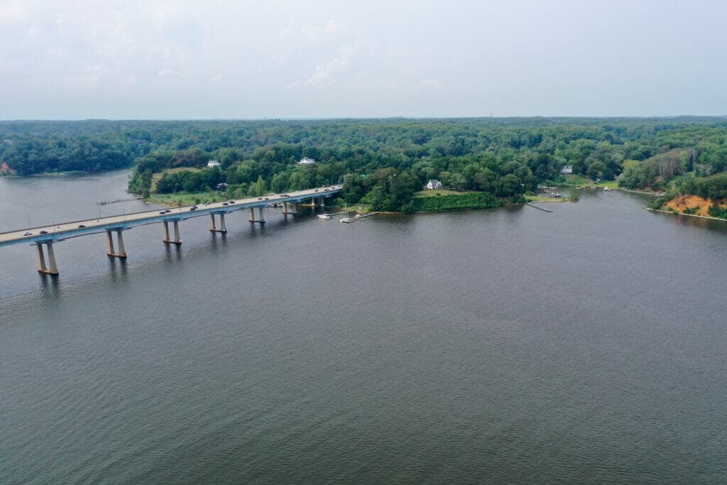 Aerial view of the Chesapeake Bay in Anne Arundel County
