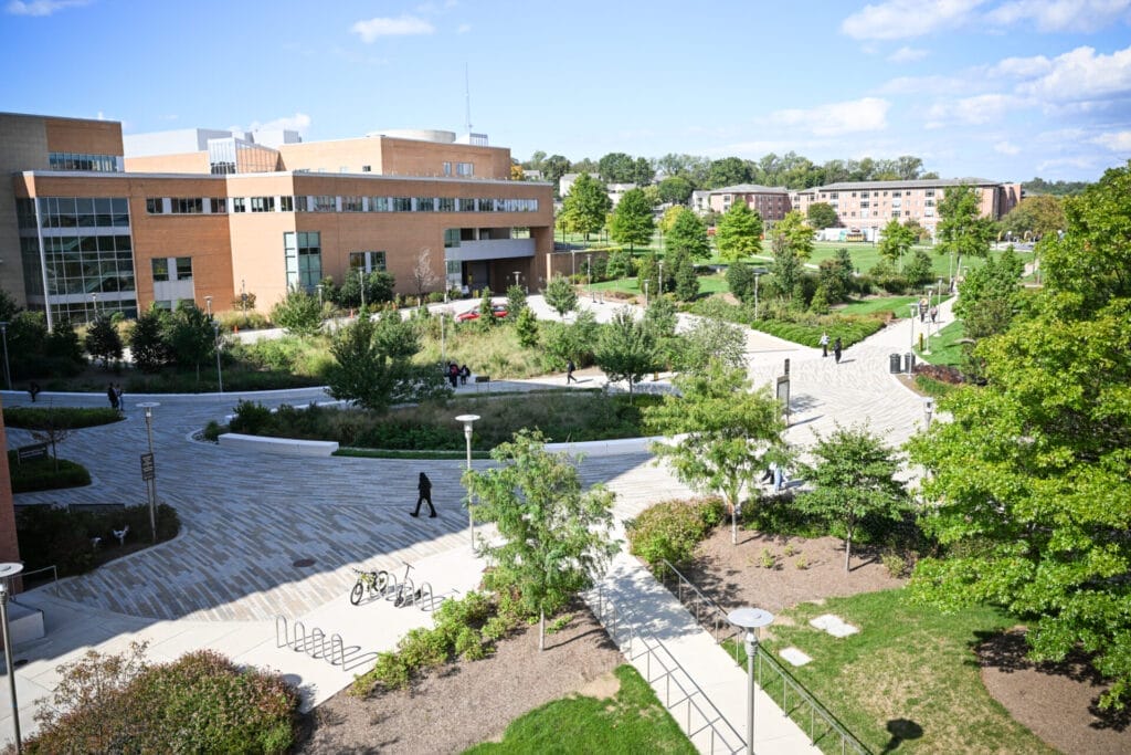 Aerial view of UMBC Courtyard in Catonsville